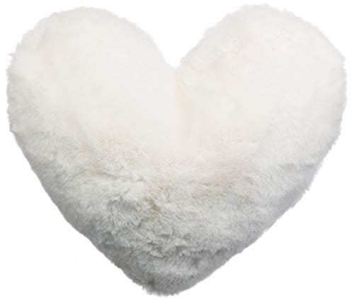 Brandsseller Herz-Kissen aus Plüsch 40x30 cm – Kuscheliges Dekokissen, romantisches Geschenk zum Geburtstag, Valentinstag oder Muttertag – Weiches Zierkissen für Sofa, Bett und Reisen - Cremeweiß