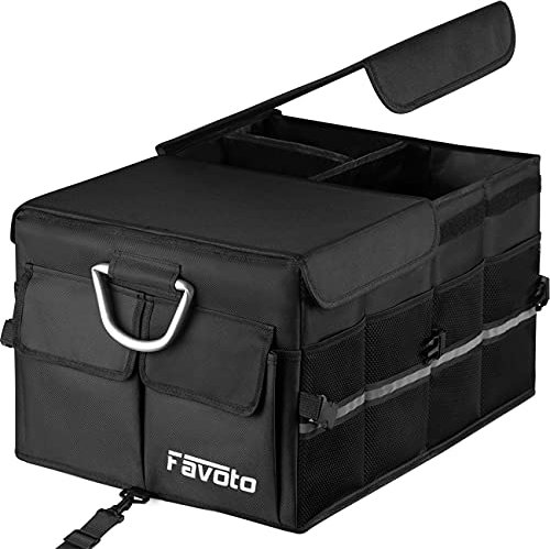 Favoto Auto Kofferraumbox Klappbox Kofferraum Organizer Kofferraumtasche Wasserfest Robust Oxford-Material Autotasche Box für Limousine SUV Schrägheck Schwarz（52cm x 32.5cm x 28cm）