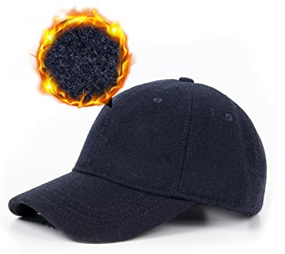 Zylioo Berretto da baseball invernale in lana oversize XXL, foderato in pile, caldo cappello da baseball, cappello regolabile per papà, Blu navy - corona morbida, XX-Large