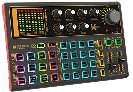 Rhino Spring Professional Bluetooth Audio Mixer Voice Changer Live Stream Audio for Live Streaming, DJ, Music Recording, Karaoke, Singing, Broadcast