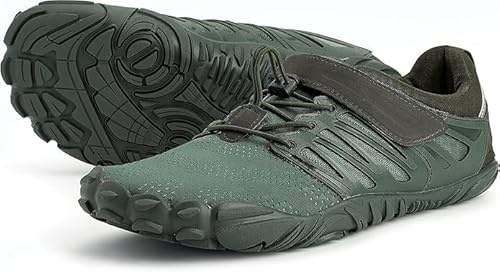 Joomra Women Barefoot Cross Trail Running Shoes Ladies Wide Toes Size 8.5 Minimalist Runners Trekking Exercise Walking Sneakers Cycling Gym Hiking Footwear Army Green 39