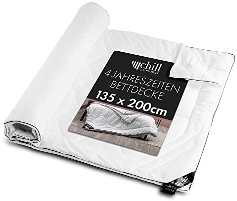 chill SLEEPLONGER 4 Jahreszeiten Bettdecke 135x200-2 in 1 Ganzjahresdecke 135x200 - Schlafdecke Atmunsaktiv & Waschbar & Vegan - Duo Steppdecke mit Schlafkomfort Leiste - 500g & 700g Füllung
