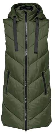 JDY Jdy Skylar Padded Hood Waistcoat Otw Noos Chaleco, Mujer, Forest Night/Detail:BLACK, S