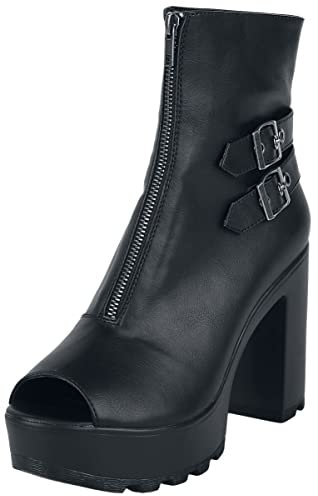 Black Premium by EMP Damen schwarze Peeptoe Stiefelette mit Reißverschluss EU40