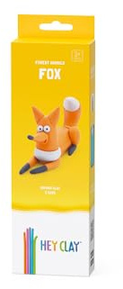 Hey Clay Fox, pasta modellabile small set Volpe. Argilla da Modellare per Bambini in confezione piccola da 1 soggetto con 3 colori. Set personaggio Volpe animale foresta. Con App interattiva. Atossica