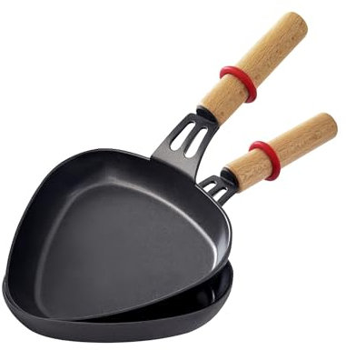 LAGRANGE Juego de 2 sartenes raclette triangular mango madera