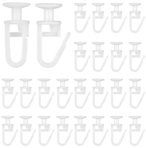 wocpvm 125er Set Gardinenhaken & Vorhang Haken für Schienensystem,Robuste Gardinen Haken mit Schlaufengleiter,Universell für Vorhangschienen/Wohnmobil