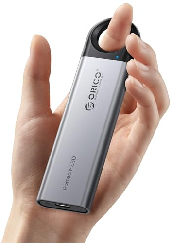 ORICO SSD Externo 512GB hasta 460 MB/s, Disco Duro Externo con Orificio para Colgar y Cable USB C y A 2 en 1, SSD Portatil USB3.2 Gen2 Compatible con iPhone 15 Series/Mac/PS5/Xbox - C5