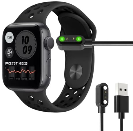 Caricabatterie per smart watch, cavi USB di ricarica magnetici per smart watch, cavo di ricarica a 2 pin da 4 mm, compatibile con Yamaha SW022, Ticwatch GTX, AGPTEK LW11, Xiaomi Haylou, Solar LS05 e