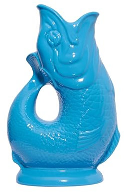 Gluckigluck Karaffe XL Türkis glänzend – 1,2 l – Original Gluggle Jug aus England – Wasserkrug mit Glucker-Geräusch – Handgefertigt – Kult-Krug als Vase oder Dekanter