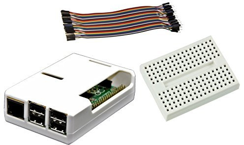 SB Components Case for Raspberry Pi 2 Model B & Raspberry Pi 3 B+ with Mini BreadBoard and 40pcs Male to Female 20cm Jumper Wire Connectors (White)