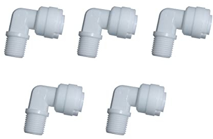 YZM Quick Connect fittings RO Water Filters (5pack, Elbow, 1/8 Male x 1/4 OD tube)