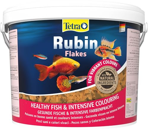Tetra Rubin Flakes - alimento en forma de escamas con potenciadores de color naturales, promueve un brillo intenso del color de los peces, cubo de 10 L