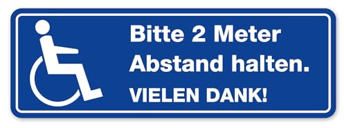 Bitte 2 Meter Abstand halten I Aufkleber für Rollstuhl-Fahrer wetterfest 30 cm I hin386
