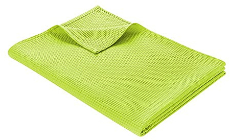 WOHNWOHL® Plaid légère en Coton gaufré (180x200 cm) • Couverture d’été • 100% Coton • Jeté de canapé • Plaid Facile d’Entretien • Couvre-lit • Couleur : Vert