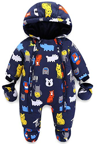 Bébé Combinaison de Neige Hiver Barboteuses à Capuche avec Gants et Chaussons Ensemble de vêtements 18-24 Mois
