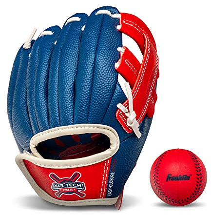 Franklin Sports Kids Airtech Teeball Glove + Ball Set - 8.5 - Navy + Red