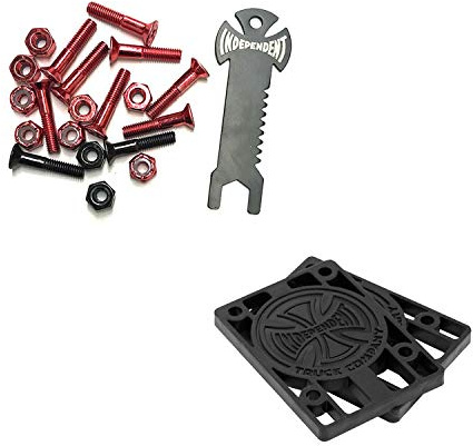 INDEPENDENT Trucks Skateboard Hardware 1 Black/Red + Tool + Black Indy Risers