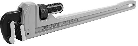 DURATECH 24-inch Heavy Duty Aluminum Straight Pipe Wrench, Adjustable Plumbing Wrench, Drop Forged, Exceed GGG standard