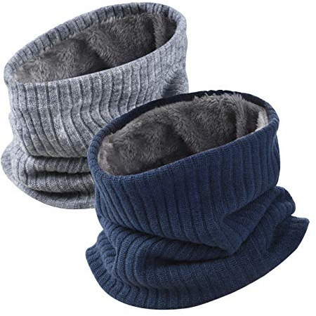 OOPOR Invernale Sciarpa Uomo Donna Caldo - Unisex Moda Scaldacollo in Maglia Elastico Casual Donne Collo Sciarpe Fodera di Pile Tubolare Paracollo per Trekking Sport Scooter Bici Moto Mtb Corsa Sci