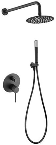 Imex - Ensemble de douche encastré mural avec pommeau et pommeau de douche - Robinetterie de douche de salle de bain à 2 voies Série Milos Stick GPMS045/NG Noir mat