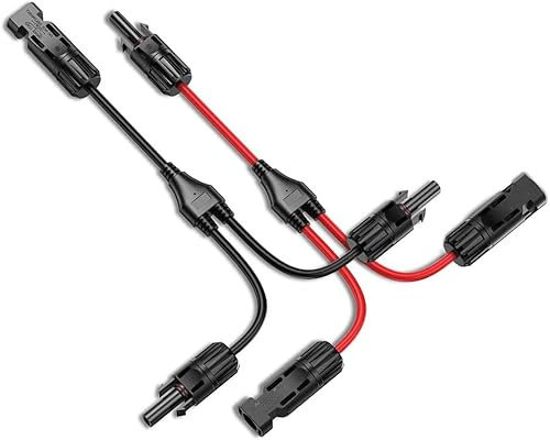 RUNCCI-YUN 2 Stück Solarkabel Y Stecker, Solar Verteiler Stecker, Solar Panel Kabel Anschlüsse Stecker, Solar Kabel Y Verteiler Solarstecker für Parallel-Photovoltaik-Anschluss, Schwarz/Rot