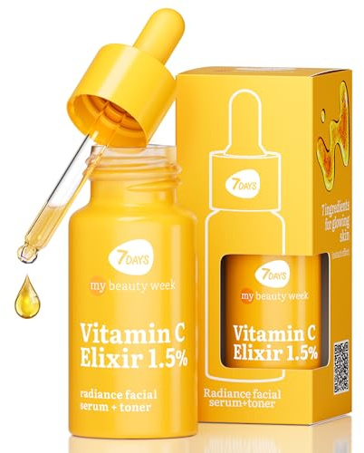 7Days Vitamin C Serum für Gesicht - Koreanische Hautpflege - Aufhellendes Gesichtsserum - Anti Pigmentierung Feuchtigkeitscreme mit Zitruskomplex - Anti Age Vit C Toner für alle Hauttypen