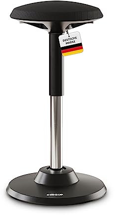 DESKSPACE Motion Ergonomischer Sitz- und Stehhhocker - Höhenverstellbarer Bürohocker mit extra breiter Basis und Sitzfläche, Stehstuhl, der Rücken- und Nackenschmerzen (Schwarze)