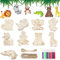 Demarsen 27 Stück Holztiere zum Bemalen, Tier Bastelset Kit, Bastelhandwerk zum Bemalen Holz mit 12 Farbstifte, Kindergeburtstag Basteln für Mädchen Junge Kindergeburtstag