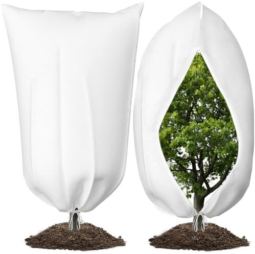 KEAWEO Cappuccio Protezione Piante 80x120cm, Cappuccio Protezione Invernale per Piante, Cappuccio Protezione Piante con Coulisse e Cerniera, dal Freddo per Arbusti e Alberi Protegge dai Danni, 2 Pezzi