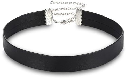 Telooco Choker Schwarz Halloween Lederhalsband Damen Gothic Punk Leder Halsband Damen Trachtenkette Enganliegend Verstellbare Punk Kropfband Trachtenschmuck für Karneval Halloween Cosplay