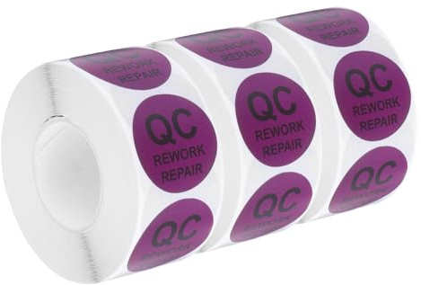 QUARKZMAN Étiquettes Autocollantes de Réparation de Reconditionnement de Contrôle de Qualité d'Inventaire 25mm/1 Violet pour Stock d'Entrepôt, 3 Rouleaux 1500 Pièces
