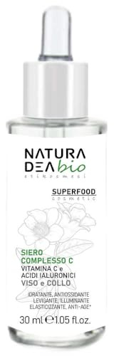 NaturaDea Biologisches Serum mit Vitamin C und Hyaluronsäuren – Anti-Age, feuchtigkeitsspendend, antioxidativ, glättend, hellend, elastisch, für Gesicht und Hals, Superfood, Vegan, Dermatologicament
