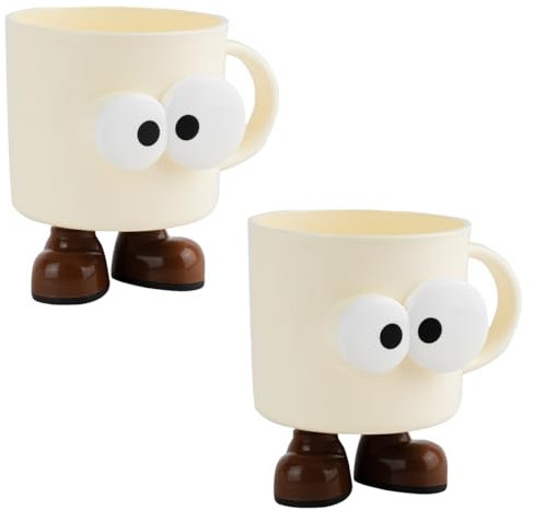 IBEQUEM 2Pcs Cute Cartoon Bathroom Toothbrush Cups, Unbreakable Mouthwash Cups, Bathroom Tumbler Cup, Tooth Brush Holders, Plastic Household Drinking Cups, Dishwasher Safe Water Mugs For Kids Couples