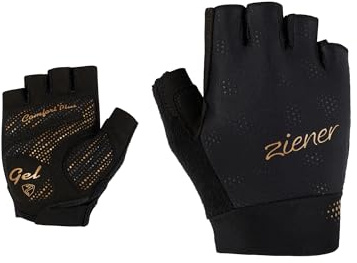 Ziener Damen CRISSI Fahrrad-/Mountainbike-/Radsport-Handschuhe | Kurzfinger - atmungsaktiv/dämpfend, Black.Gold Art, 7,5