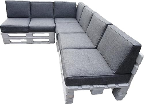 Jacek Hörnsoffa för pallar med skumkudde, klädselset, 80 x 60 x 15 cm, antracit (set – 13 element)