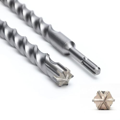 SDS Plus Drill Bit 20 mm x 460 mm with 6 Carbide Cutting Edges, Concrete Drill Ideal for Drilling in Stone, Natural Stone, Concrete, Brick Masonry Concrete Drill Bit
