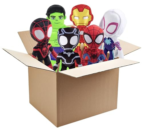Marvel Spidey and Friends 8 Plush Mystery Blind Box 3-Pack - Get Three Officially Licensed 8 Inch Spider-Man - Authentic Collectible Soft Stuffed Animal Toy Figures - Gift for Kids, Boys, Girls - 2+