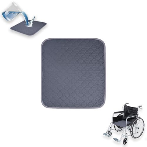 Juego de 2 almohadillas lavables para incontinencia (51 x 56 cm), absorbentes e impermeables, almohadillas antideslizantes para silla de ruedas, reutilizables