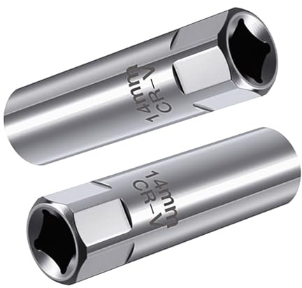 Lotnery 2pcs 14mm Spark Plug Socket - 12 Point Thin Wall Removal Tool 3/8 Inch Drive for Easy Spark Plug Removal Automobile Sparking Plug Wrench (14mm)