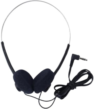 Tiardey Auriculares supraaurales retro negros, estéreo de alta fidelidad, miniauriculares ligeros con cable para la mayoría de dispositivos de reproducción de teléfonos móviles.
