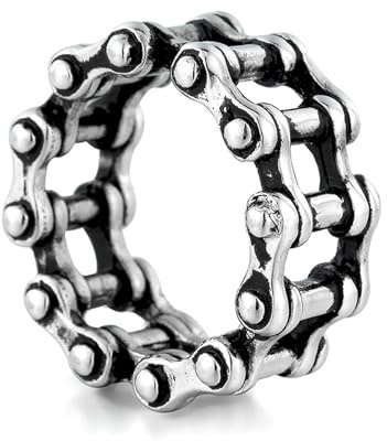 KUTCEK Anello a catena da uomo in acciaio inossidabile con catena a forma di bicicletta, unisex, gioiello alla moda, multicolore, stile punk gotico, regalo per lui, 13, Acciaio al titanio