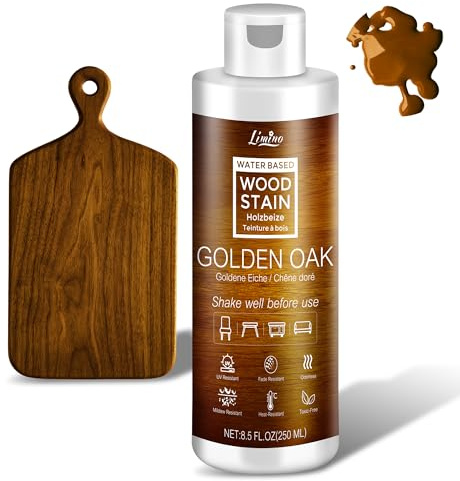 Wasserbasierende Holzbeize - Goldene Eiche | Holzlasur für Innen- & Außenmöbel, Schränke, Regale, Türen, Geruchsarm & Ungiftig, Schnelltrocknend, Mehrere Klassische Farbtöne - 8.5fl.oz / 250ml