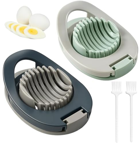 Taglia-uova, 2 pezzi, multifunzione, lavabile in lavastoviglie, con spazzola per la pulizia, pelapatate per fette perfette per colazioni e insalate