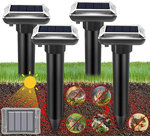Répulsif Anti Taupes, Solaire,Ultrason 4 pcs,ultrasons borne pour Taupes, Serpents campagnols Gophers et Autres Répulsif