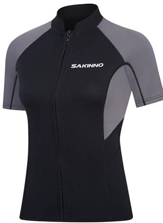Miutii Combinaison en néoprène pour femme - Veste de plongée de 2 mm - Veste en néoprène avec fermeture éclair - Haut Rashguard pour la plongée avec tuba - Surf - Natation - Gris - L