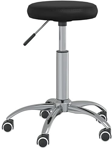 Kaloriko Tabouret de massage en cuir synthétique noir avec vérin à gaz de 31 cm de diamètre, réglable en hauteur, pivotant avec roulettes pour bureau, salon, bien-être, détente et relaxation