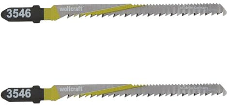 wolfcraft 2 Stichsägeblätter HCS I 3546000 I T-Schaft I sauberer Schnitt in Holz und Kunststoff I Spezialblatt für enge Kurven I Schnitttiefe 30 mm