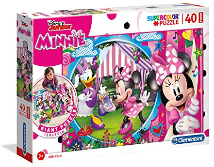Clementoni 25462 Bodenpuzzle Minnie Happy Helpers – Puzzle 40 Teile ab 3 Jahren, buntes Riesenpuzzle zum Zusammensetzen auf dem Boden, extra große Puzzleteile, Denkspiel für Kinder