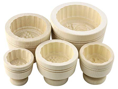 KAESE-SELBER.DE Set di 5 stampi per burro, rotondi, in legno d'acero